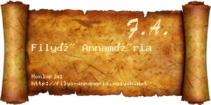 Filyó Annamária névjegykártya